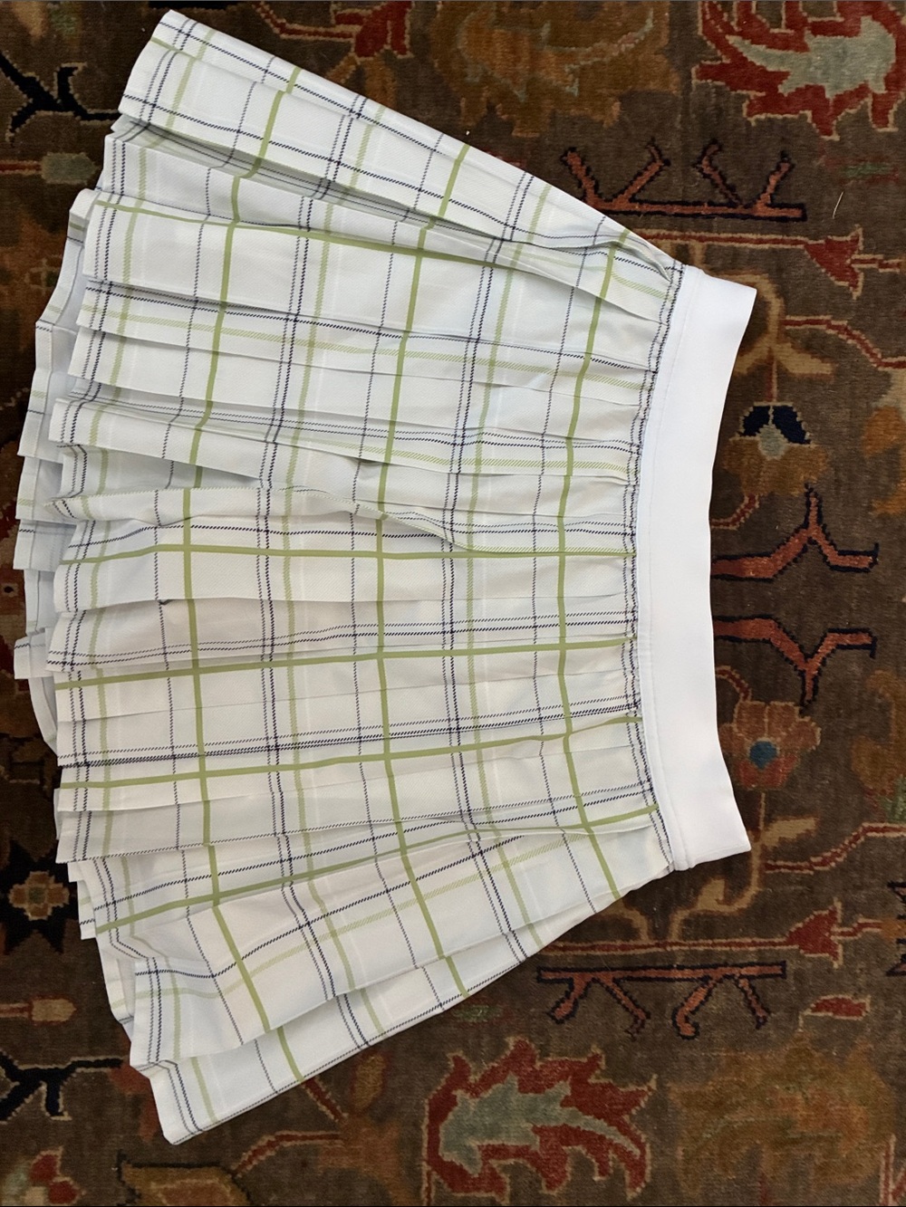 Lululemon Plaid Pleated Mini Skirt in White and Green